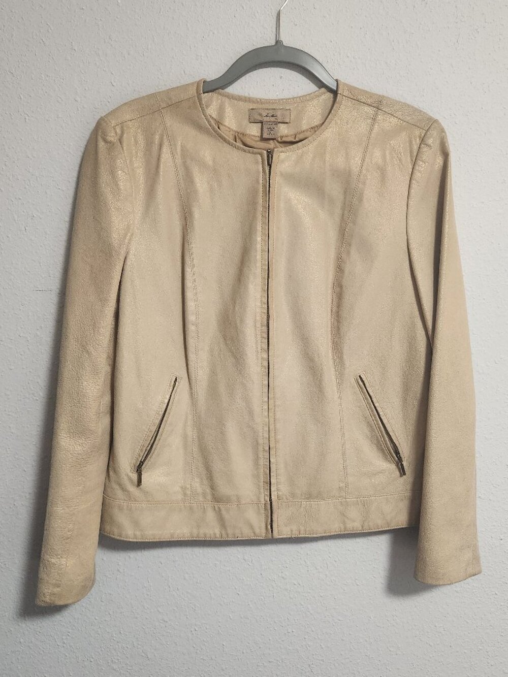 i.e. | Vintage Tan Gold 100% Leather Jacket Large